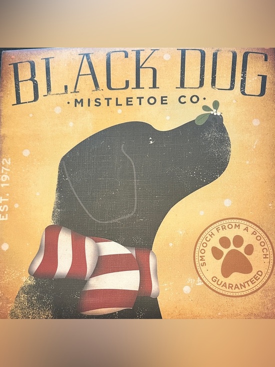 Other - Black Dog Holiday Dog Art Print - Black